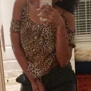 Leopard Print Off-Shoulder Top